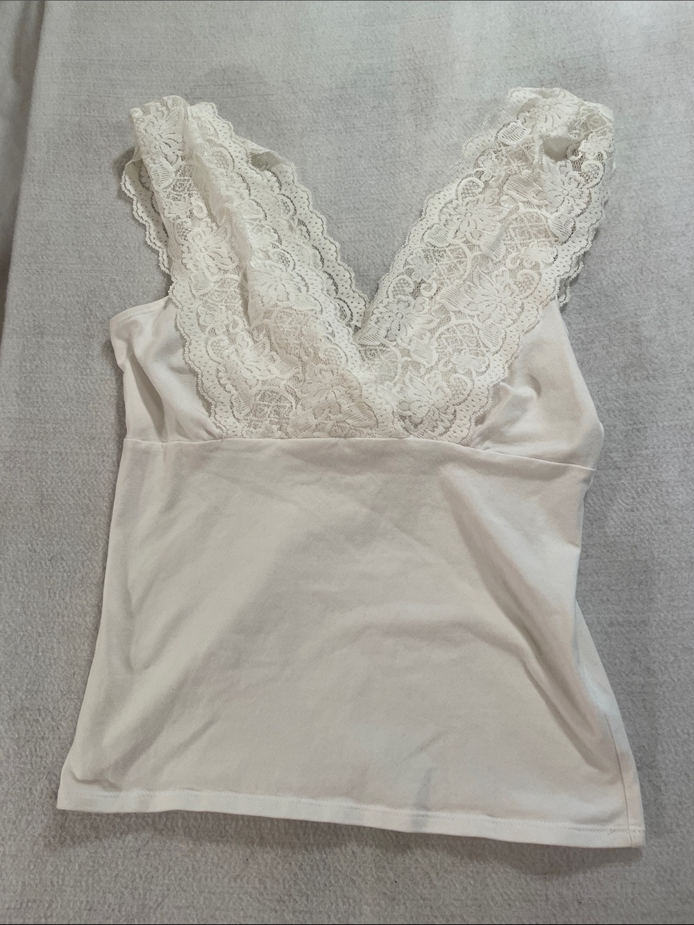Madison White Lace V-Neck Camisole Tank